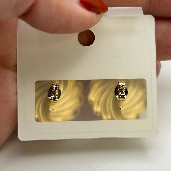 Gold-Tone Swirl Pierced Stud Earrings Classic Dainty Lightweight Classic Trendy - Picture 7 of 10
